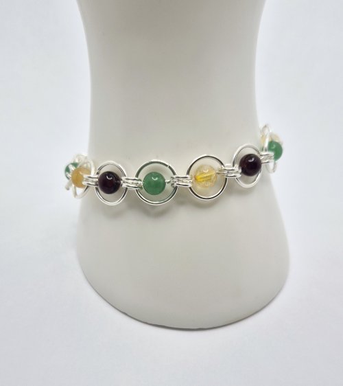 Natalie Patten's Fall Into Chainmaille - , Chain Maille Jewelry, Loops, Wire Loop, Wrapped Wire Loop, Beads, Chain Maille, chain mail, chainmaille, chainmail, , complete fall into chainmaille bracelet